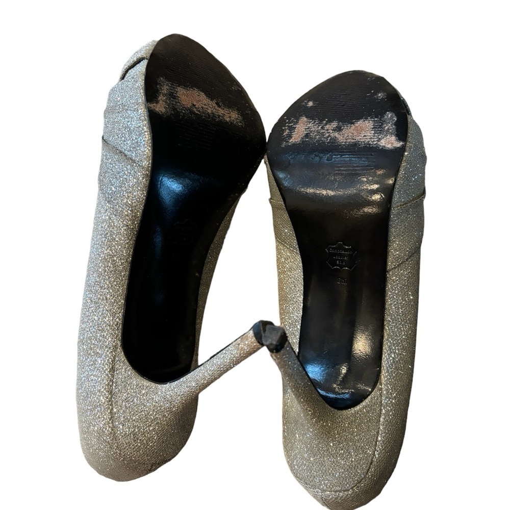 I. MILLER Silver Sparkle High Heel Peep Toe Shoes Size 8 - Picture 5 of 5